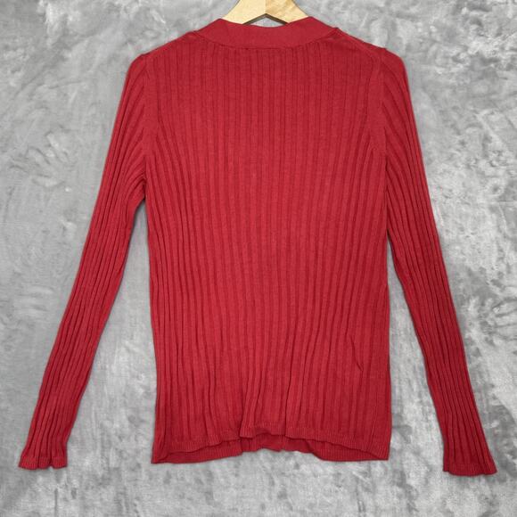 Talbots Sweater Womens Large Button Front Ribbed Cardigan Pockets Lightweight - Picture 2 of 9